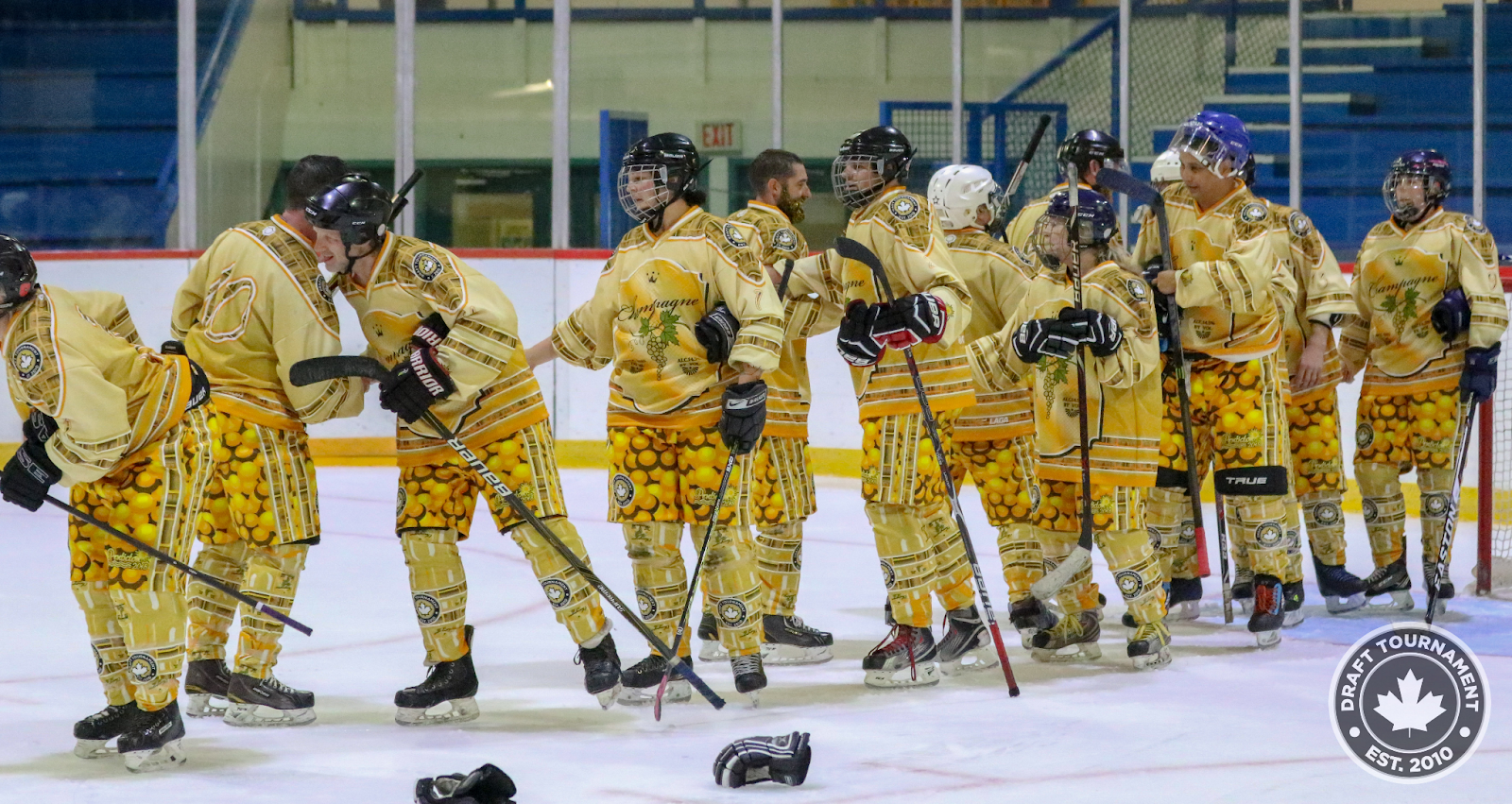 One of the beer league teams greets another team