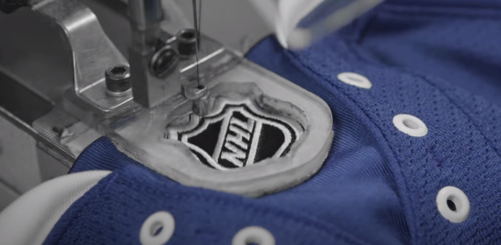 Creating a hockey jersey with 'NHL' embroidered on it