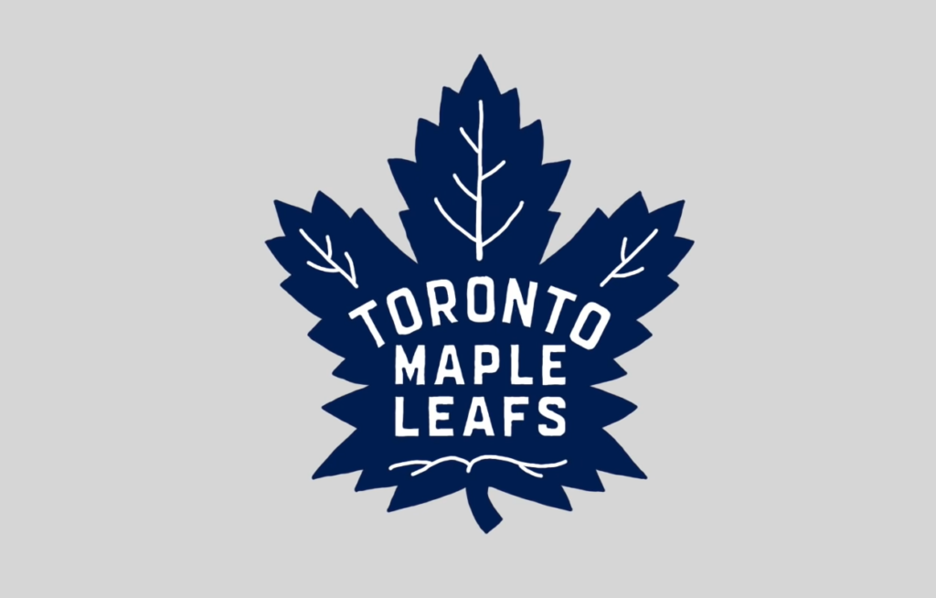 Logo of the Toronto Maple Leafs, a blue maple leaf with white text