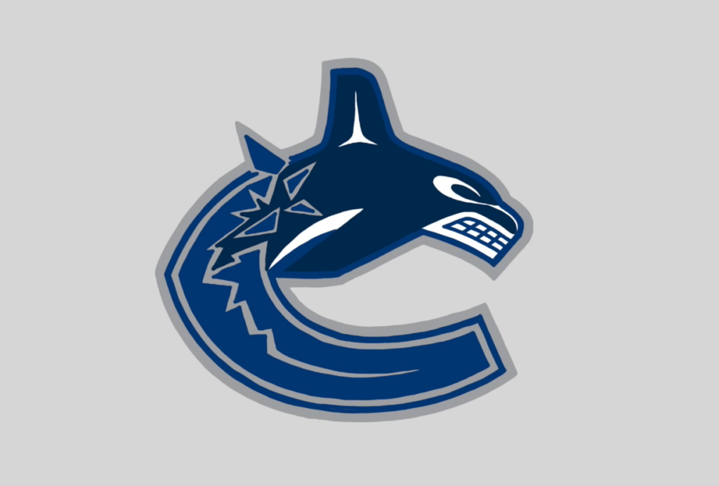 Vancouver Canucks logo, a blue and white orca in the shape of a 'C'
